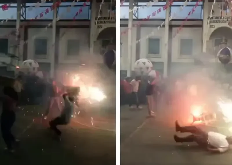 VIDEO: Hombre quiso ‘domar’ al ‘torito’ en festividad de Oaxaca y acabó en el suelo