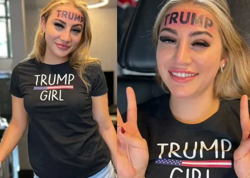 Video: Modelo de OnlyFans se tatuó ‘Trump’ en la frente; causa polémica