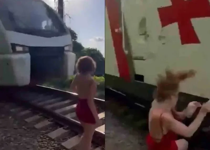 El trágico momento en el que una joven sobrevive tras ser arrollada por un tren al intentar una selfie