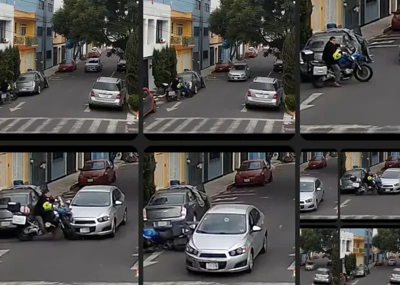 Motociclista sale en sentido contrario, sin precaución, sin fijarse y… ¡crash!