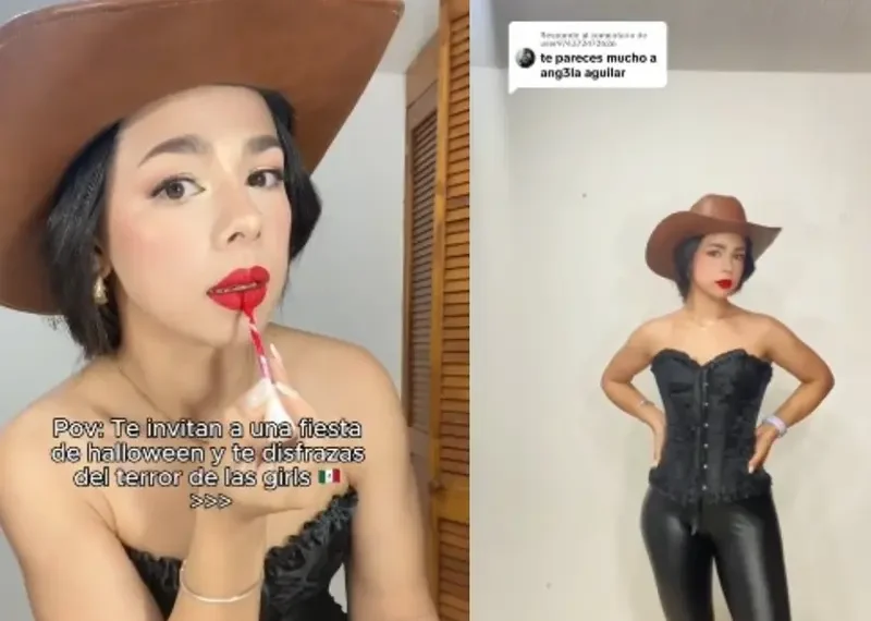 ¡Con todo y Christian Nodal! Joven se disfraza de Ángela Aguilar y se vuelve viral