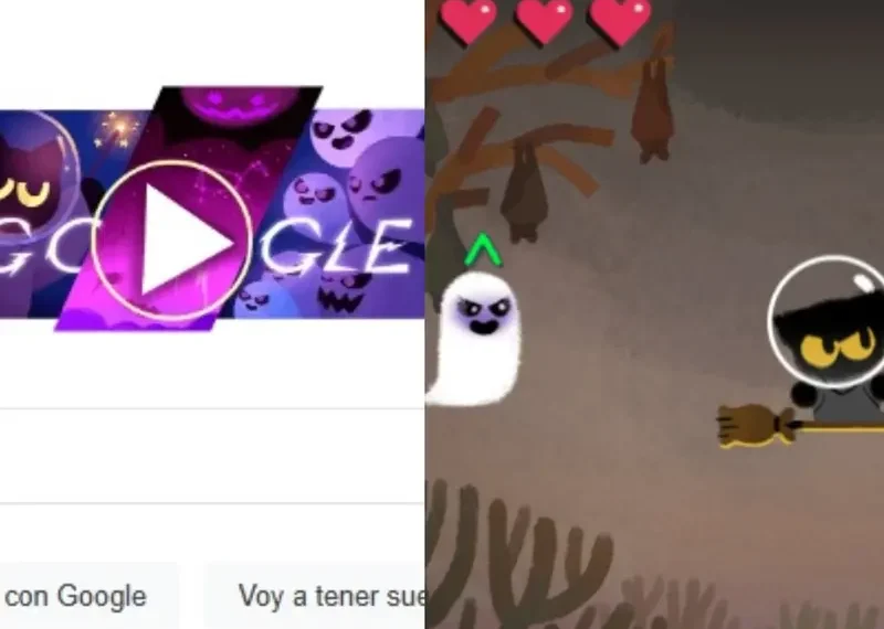 Google celebra Halloween con un doodle interactivo; así funciona el divertido juego con gatos negros y fantasmas