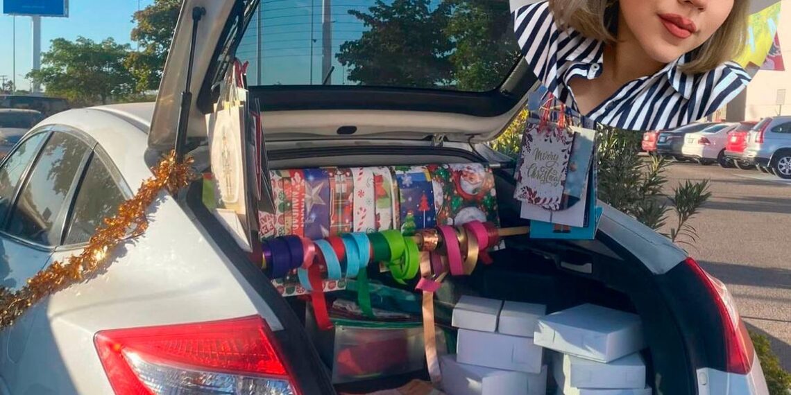 ¡Para emprender no hay excusas!, joven envuelve regalos en su carro