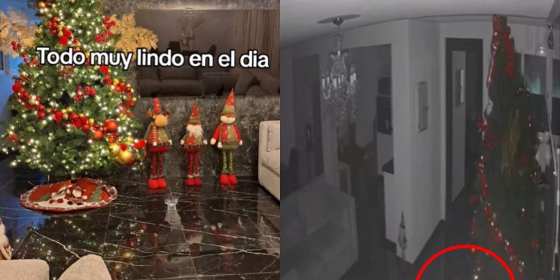 Captan en VIDEO aterradora actividad paranormal en decoraciones de Navidad