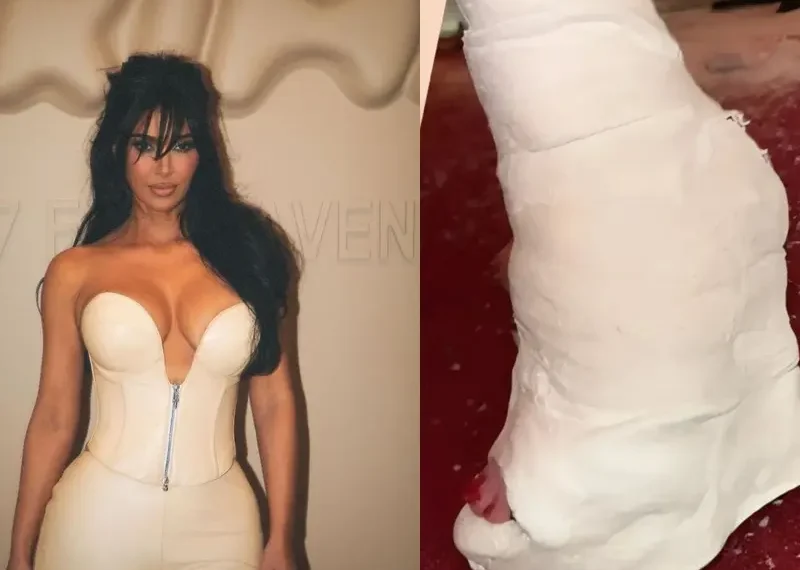 ¡Imponiendo moda! Kim Kardashian transformó el yeso de su pie en un accesorio de moda exclusivo