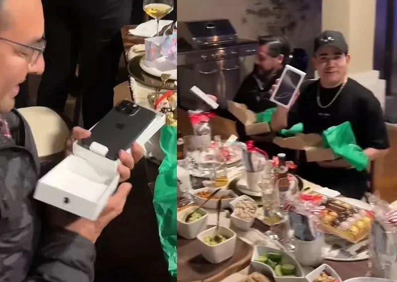¡Buen gesto navideño! Jefa sorprende a sus empleados con un iPhone 16 Pro Max en la posada