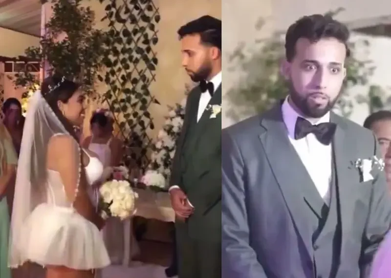 Novia sorprende con microvestido transparente en su boda y la reacción del novio fue inesperada