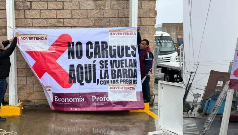 Profeco exhibe con lonas a gasolineras con precios elevados