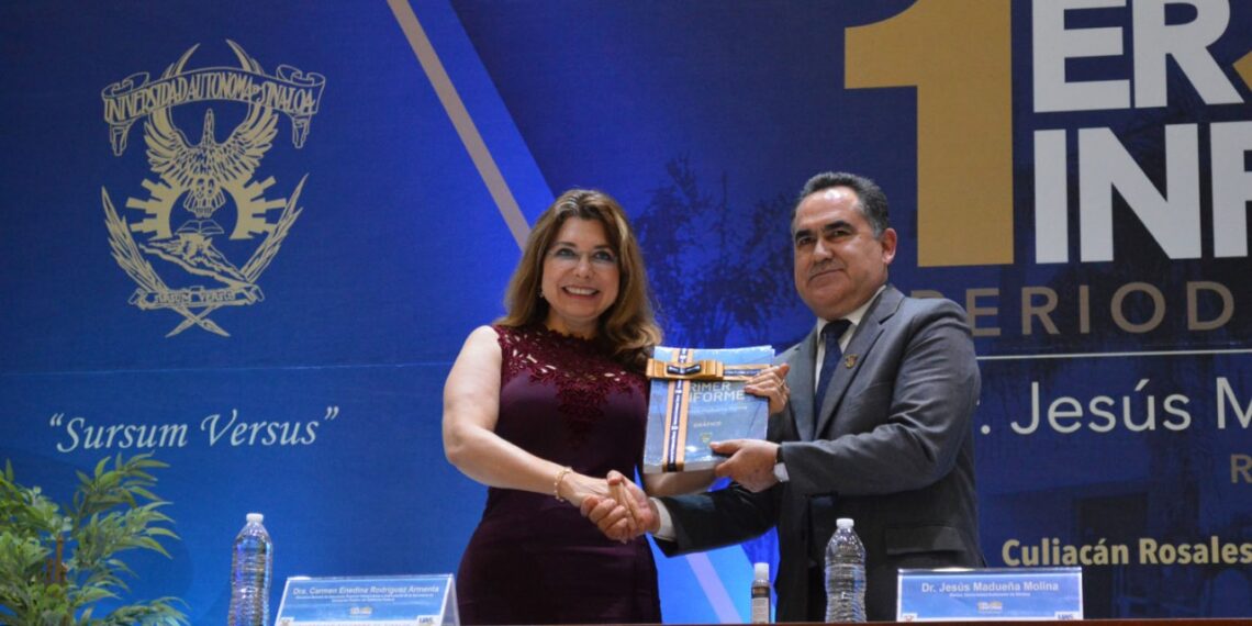 Felicita el Rector Jesús Madueña a Carmen Enedina Rodríguez Armenta por su nuevo nombramiento como Subsecretaria de Educación Superior Federal