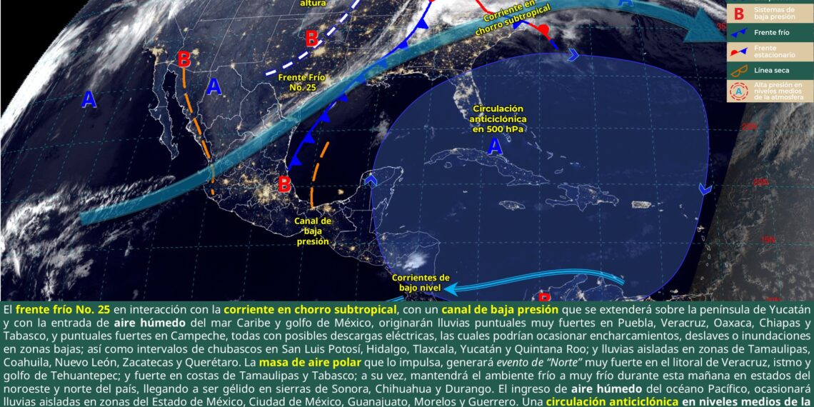 Frente frío 25 mantendrá lluvias, heladas y fuertes vientos para este 31 de enero