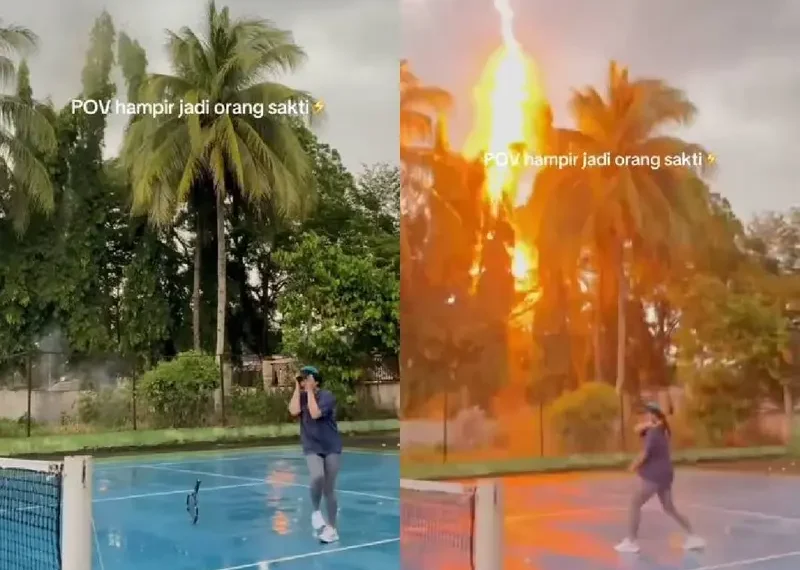 ¡Por poco! Rayo cae a metros de una tenista. VIDEO