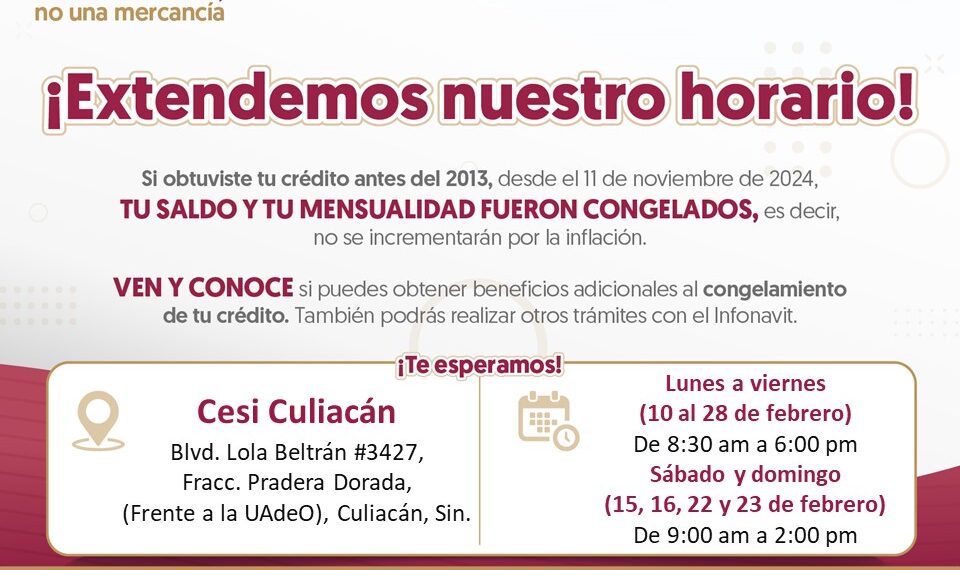 Infonavit realizará jornadas de fin de semana en Sinaloa 