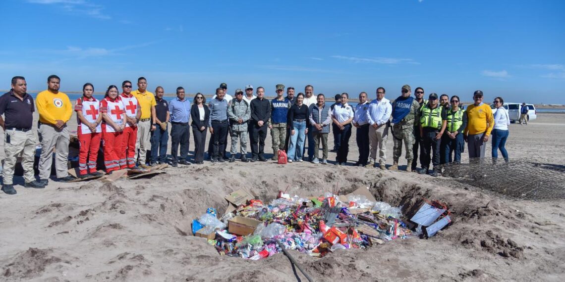 Autoridades destruyen alrededor de media tonelada de pirotecnia asegurada en Ahome