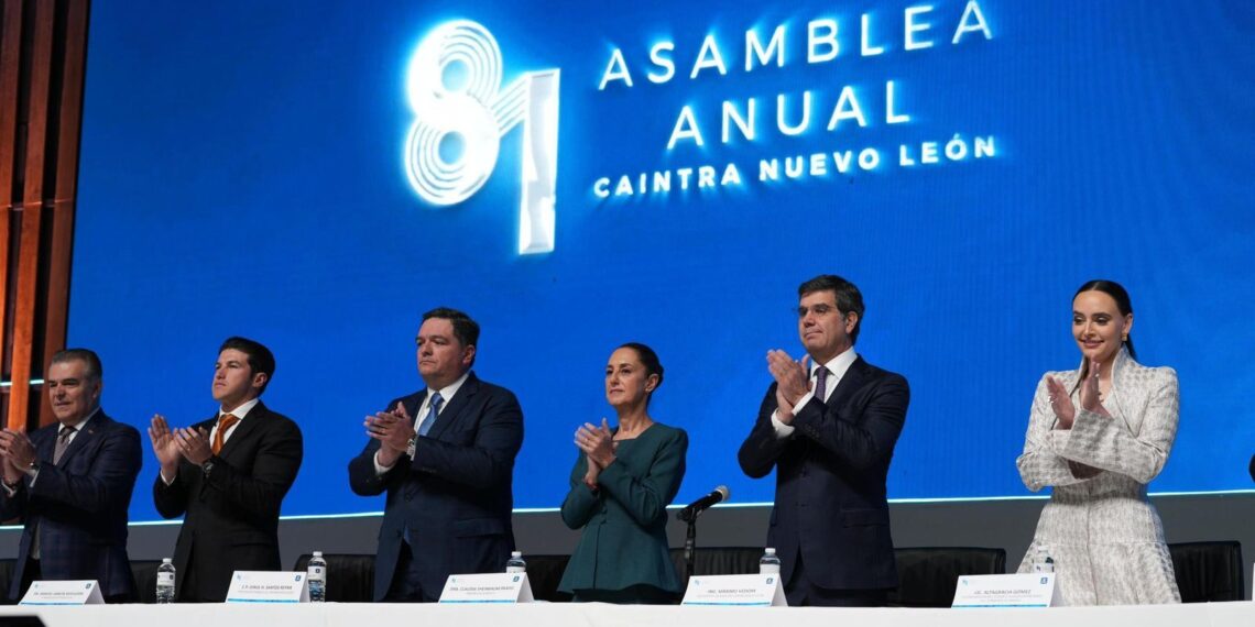 Presidenta Claudia Sheinbaum invita a las y los empresarios a fortalecer el plan México durante la 81 asamblea anual de la CAINTRA Nuevo León