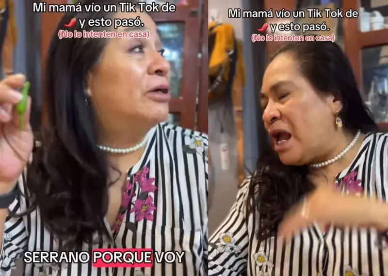 ¿Los chiles con tallo recto no pican? Una mexicana lo pone a prueba y termina llorando