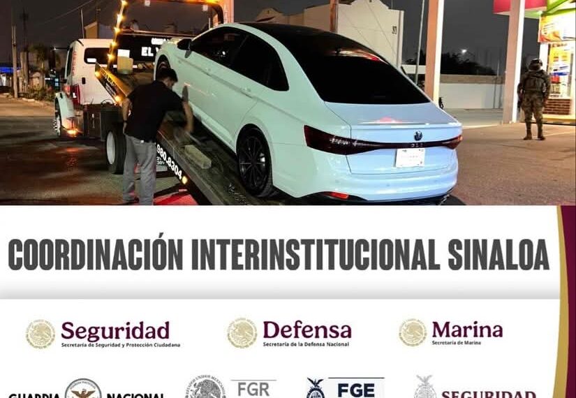 Elementos de seguridad aseguran vehículo robado y armas de fuego en Mazatlán