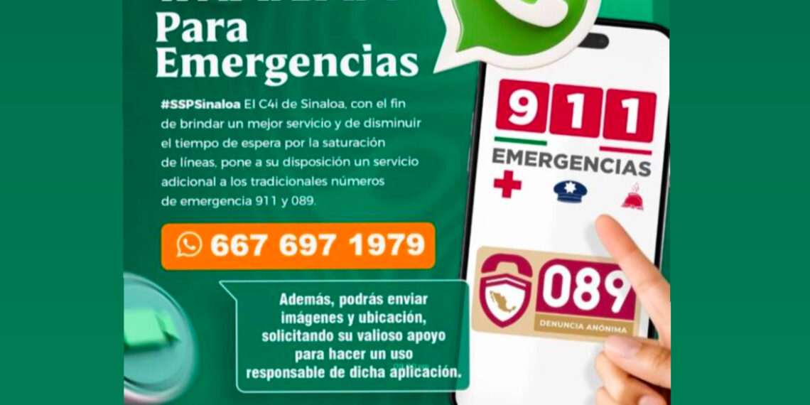 Habilitan número de WhatsApp para reportar emergencias en Sinaloa