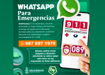 Habilitan número de WhatsApp para reportar emergencias en Sinaloa