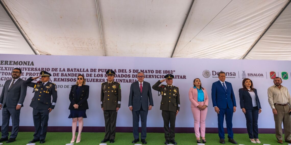 El Gobernador Rocha Moya, autoridades civiles y militares, conmemoran el 163 aniversario de la Batalla de Puebla