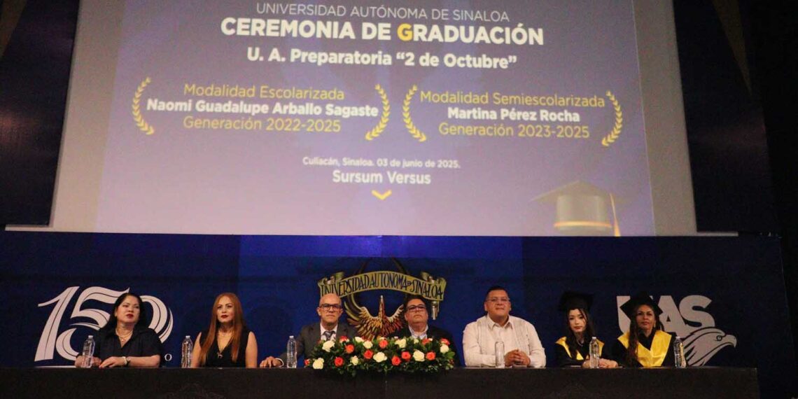 Egresan 205 estudiantes de la Preparatoria 02 de octubre de la UAS en las modalidades escolarizada y semi escolarizada.