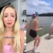 Influencer le paga a una mujer vulnerable para saltar al lago y luego huir