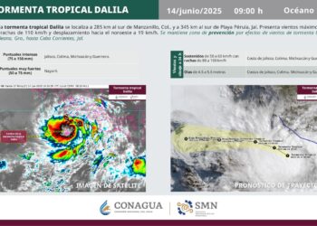Tormenta tropical Dalila azota el pacífico con lluvias y oleaje elevado