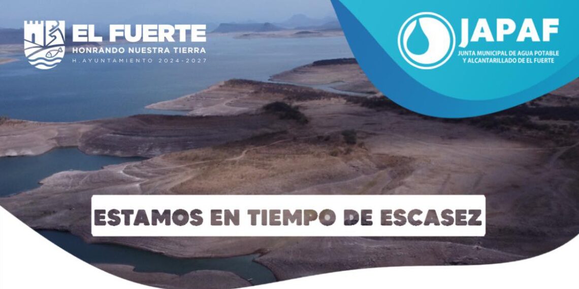 Ayuntamiento llama a evitar el desperdicio de agua ante crisis de escasez en El Fuerte