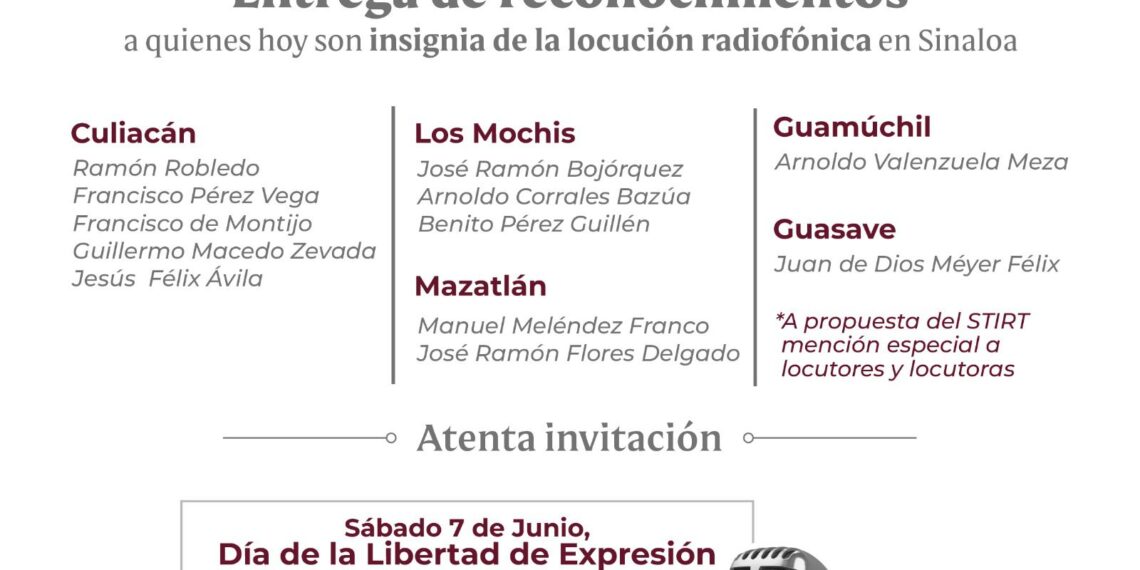 Reconocerá Gobierno del Estado a 12 locutores insignia de la radiodifusión sinaloense el 7 de junio