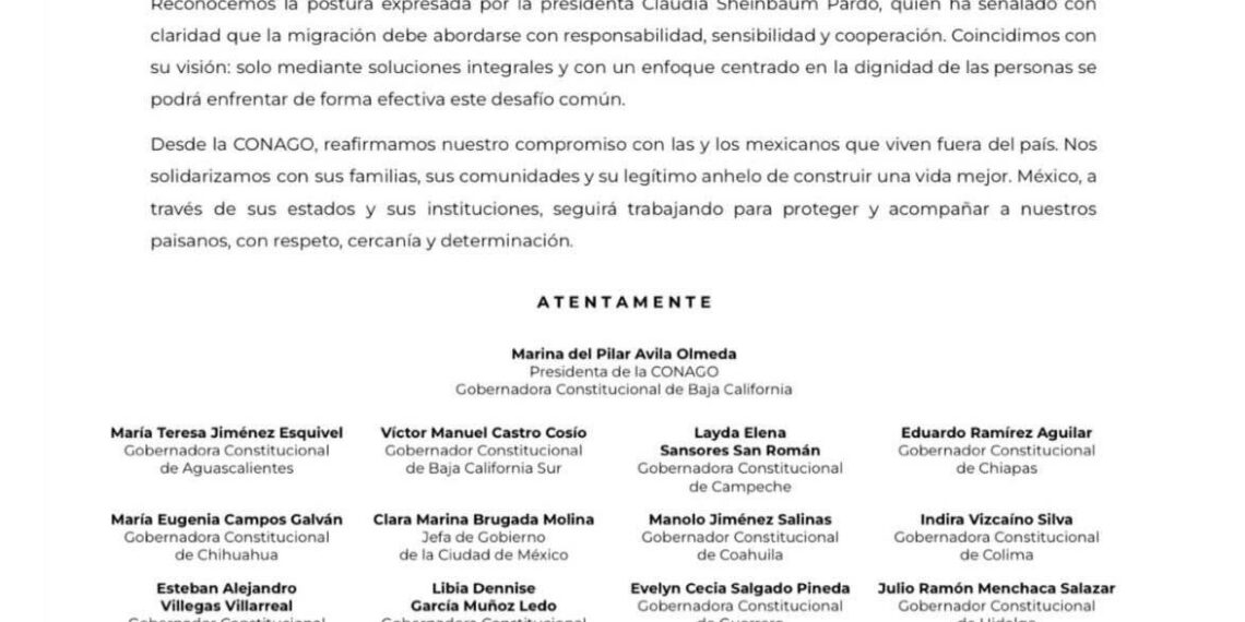 Gobernadores de la CONAGO, incluido Rocha, condenan redadas contra migrantes en California