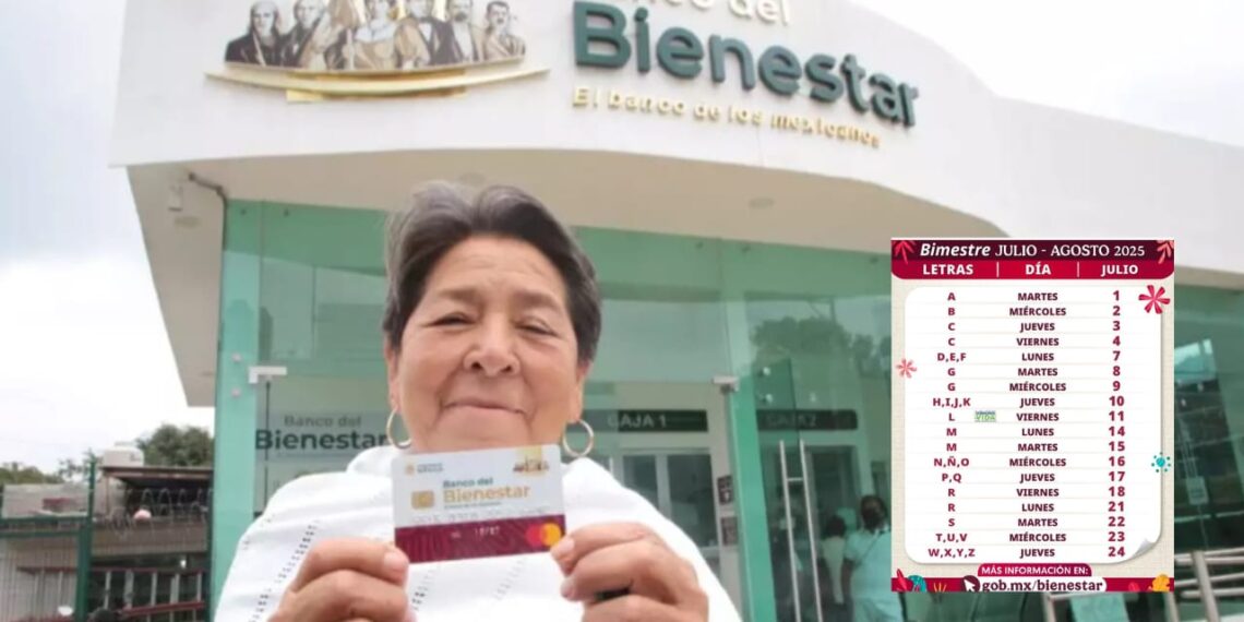 Anuncian fechas de pago de Pensión Bienestar del 1 al 24 de julio