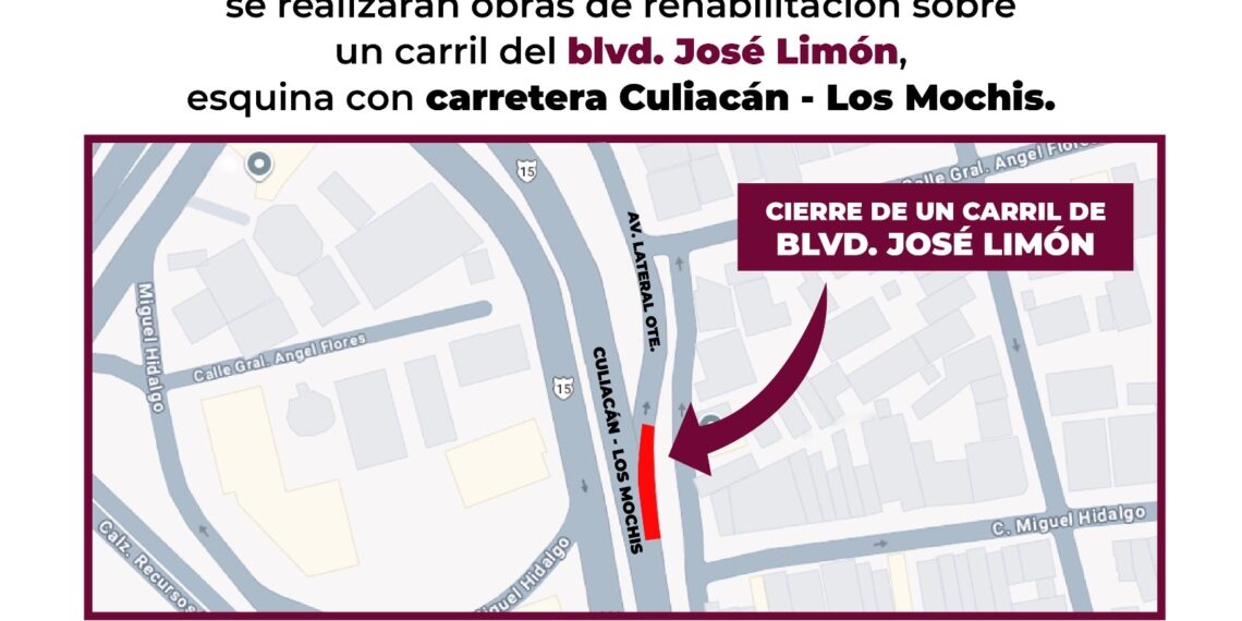 Inician obras de rehabilitación en bulevar José Limón; llaman a usar rutas alternas