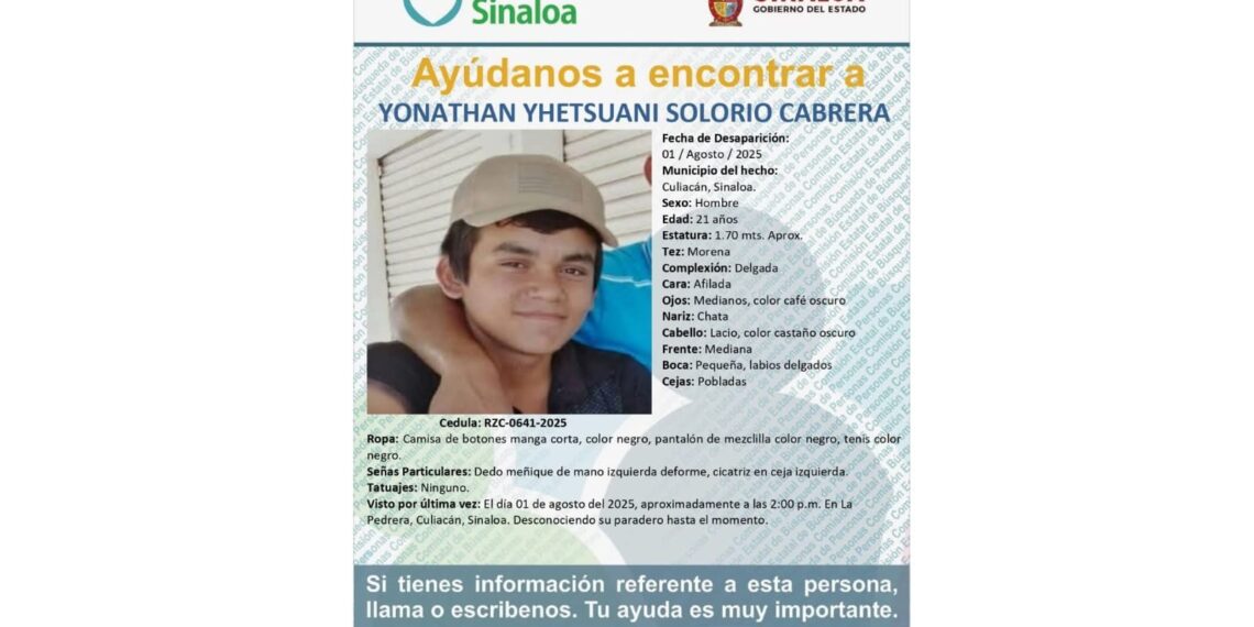 Desaparece joven en Culiacán; Comisión Estatal solicita ayuda – NR | NOTICIAS