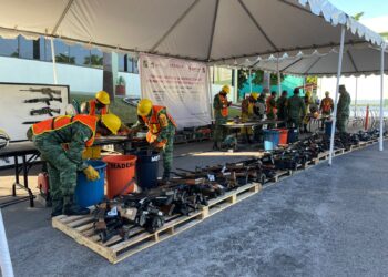 Ejército Mexicano destruye en Culiacán más de 600 armas de fuego aseguradas en operativos de Sinaloa