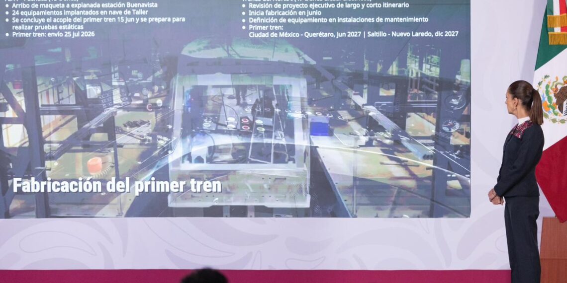 Vamos muy adelantados en construcción de trenes, el objetivo es inaugurar CDMX-Pachuca y CDMX-Querétaro en 2027: Presidenta Claudia Sheinbaum; se han liberado más de 28 millones de m2 de derecho de vía