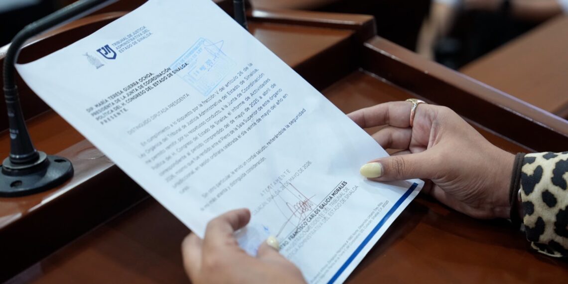 Congreso del Estado recibe informe de actividades 2025-2026 del Tribunal de Justicia Administrativa de Sinaloa