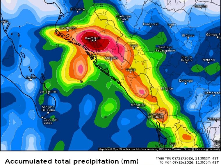 Prevé Protección Civil Sinaloa incremento de lluvias de fuertes a intensas durante el fin de semana