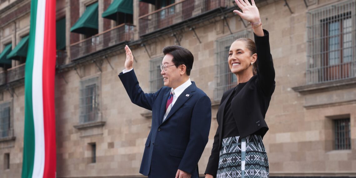 Presidenta Claudia Sheinbaum recibe en Palacio Nacional a su homólogo de la República de Corea, Lee Jae-myung