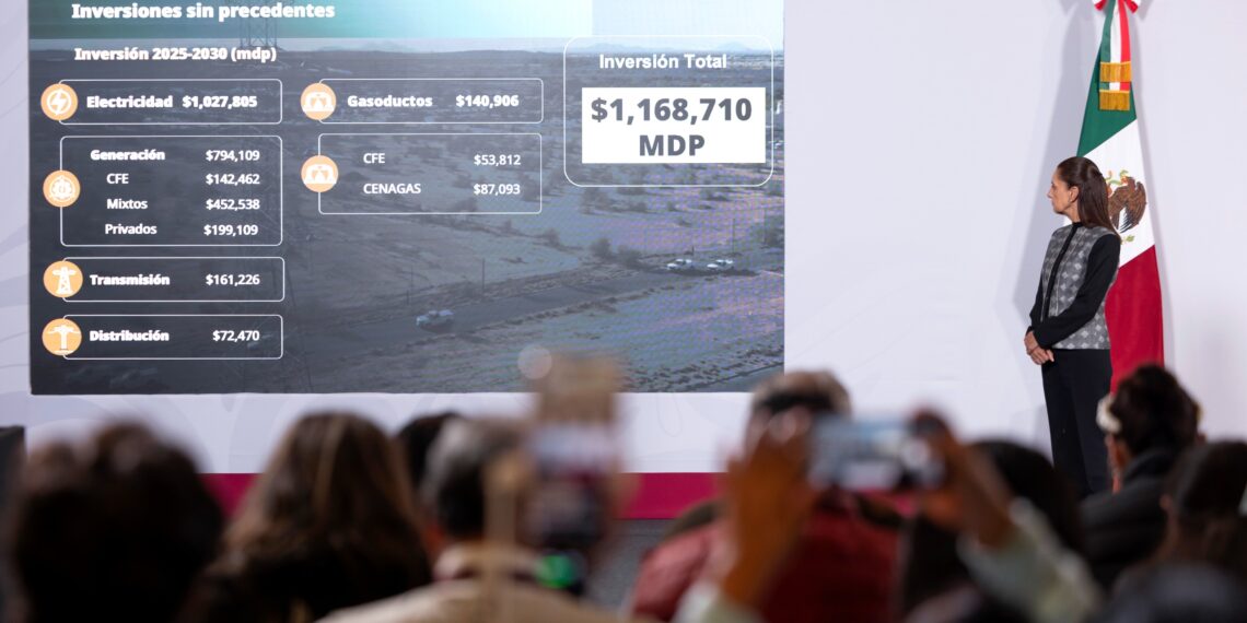 Presidenta Claudia Sheinbaum destaca inversión histórica de cerca de 1.2 billones de pesos en el sexenio para electricidad y gasoductos