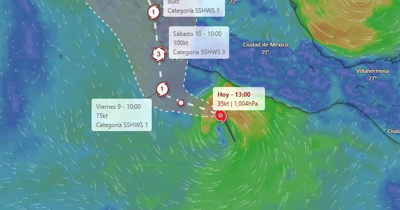 Tormenta Simon se fortalece en el Pacífico; prevén impacto como huracán