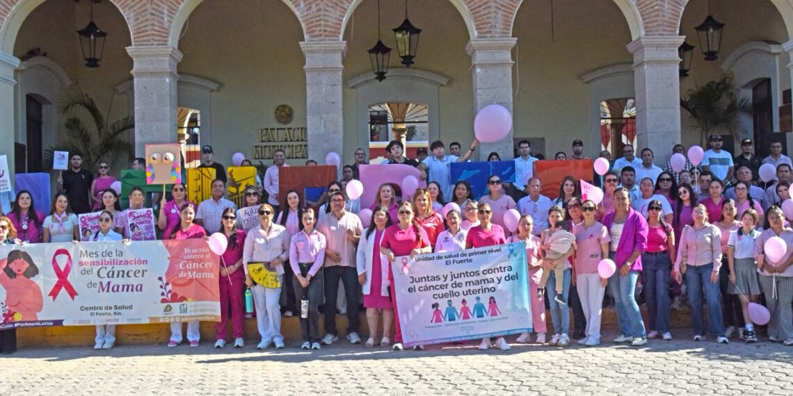 Ayuntamiento de El Fuerte realiza marcha de concientización por el Día Mundial de la Lucha contra el Cáncer de Mama